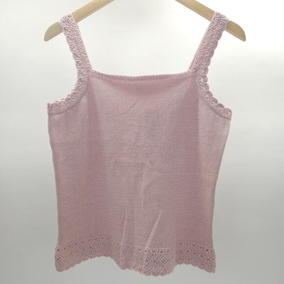 LOFT Knit Top S Dusty Pink Cami Crochet Ribbed Boho Preppy Resort Layer Beach - Picture 1 of 8